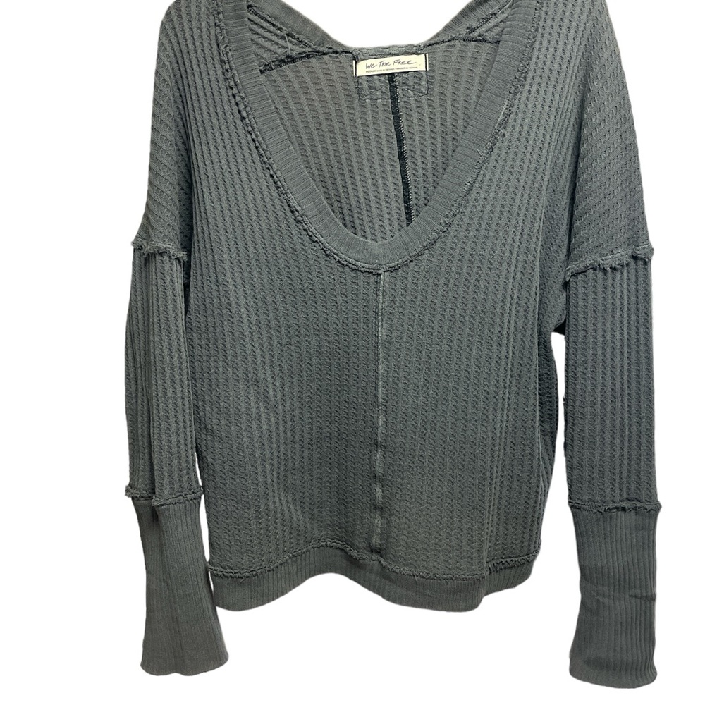 Grey, scoop neck lightweight sweater. We The Free, size M.